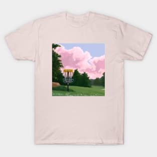 Disc Golf Against Pink Clouds T-Shirt